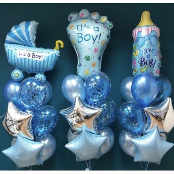 Σύνθεση με Μπαλόνια Για Γέννηση Καρότσι, Πιπίλα, Πατούσα